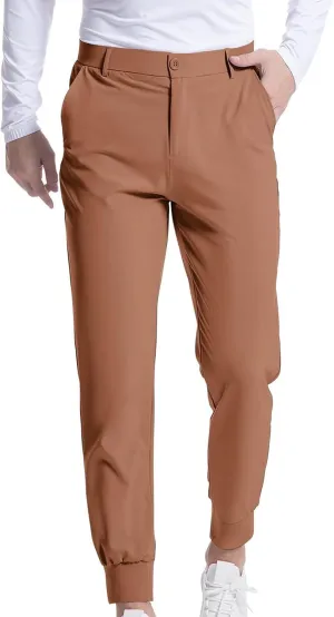 Men's Classic Fit Golf Pants Slim Fit Stretchy Work Dress Long Pant Lightweight Casual Office Trousers with Pockets