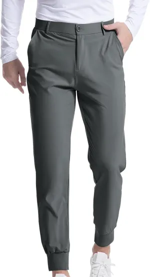 Men's Classic Fit Golf Pants Slim Fit Stretchy Work Dress Long Pant Lightweight Casual Office Trousers with Pockets