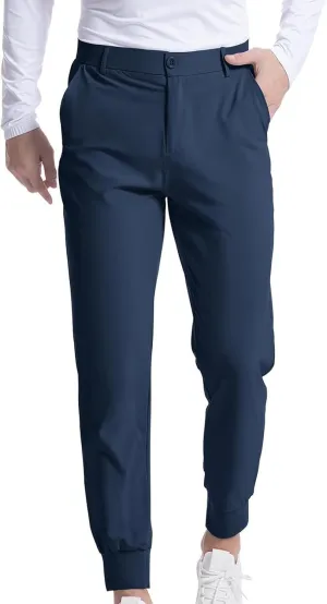Men's Classic Fit Golf Pants Slim Fit Stretchy Work Dress Long Pant Lightweight Casual Office Trousers with Pockets