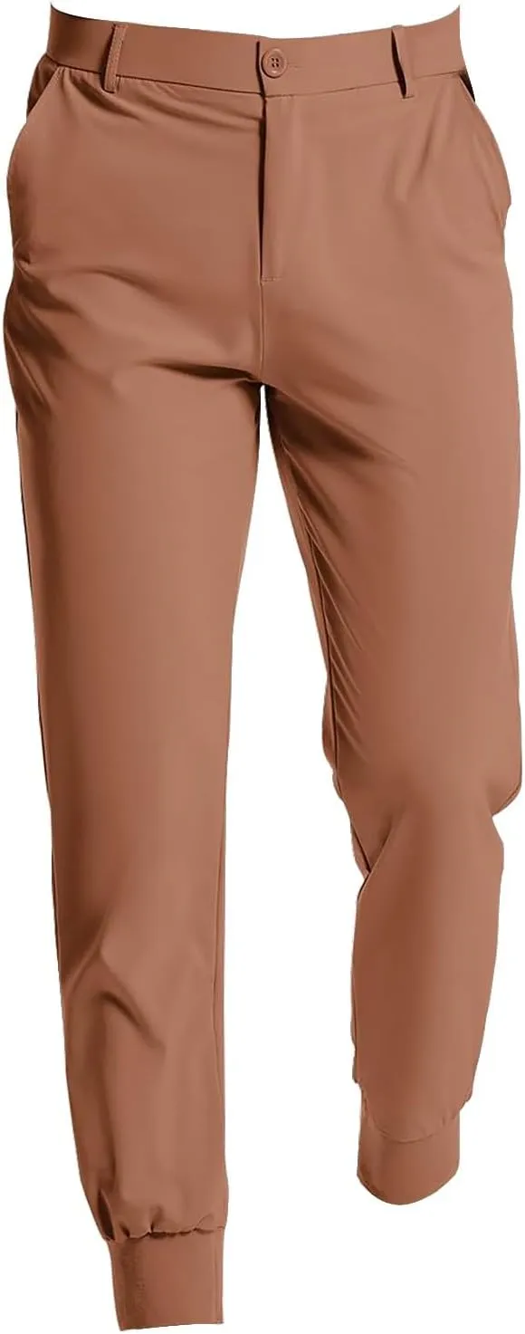 Men's Classic Fit Golf Pants Slim Fit Stretchy Work Dress Long Pant Lightweight Casual Office Trousers with Pockets