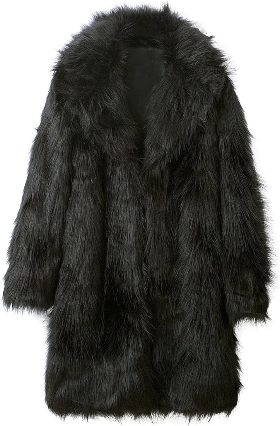 Mens Faux Fur Coat Jacket Maxi Winter Warm Thicken Furry Overcoat Luxury Business Fluffy Fur Y2K Cardigan Outerwear