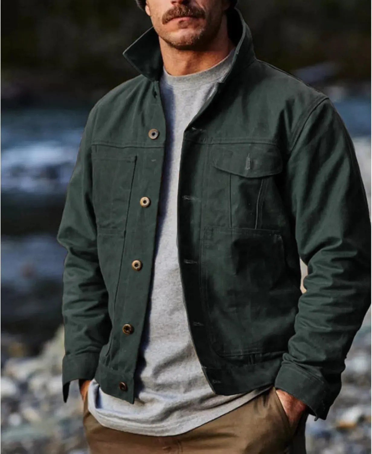 Mens Flannel Lined Workwear Cotton Canvas Trucker Jacket, Vintage Suede Leather Trucker Jacket, Faux Leather Jackets
