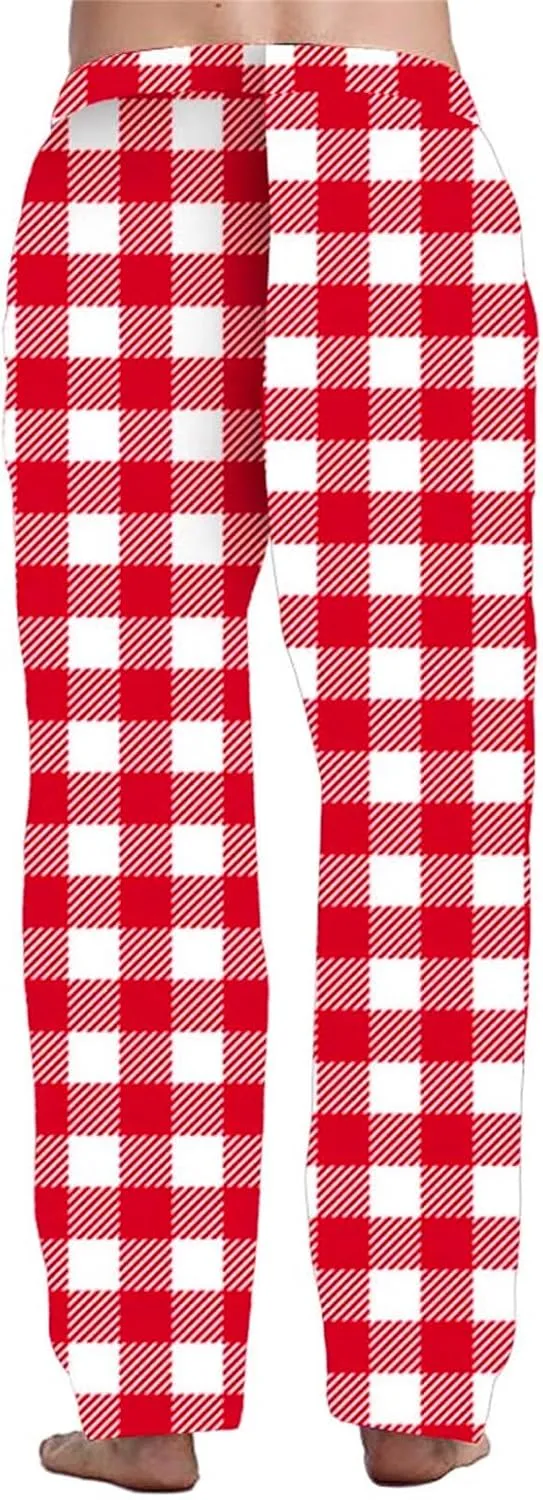 Men's Fleece Jogger Pant Men's Spring Summer Autumn and Winter Classic Fashion Leggings Plaid Wash Cotton Workout