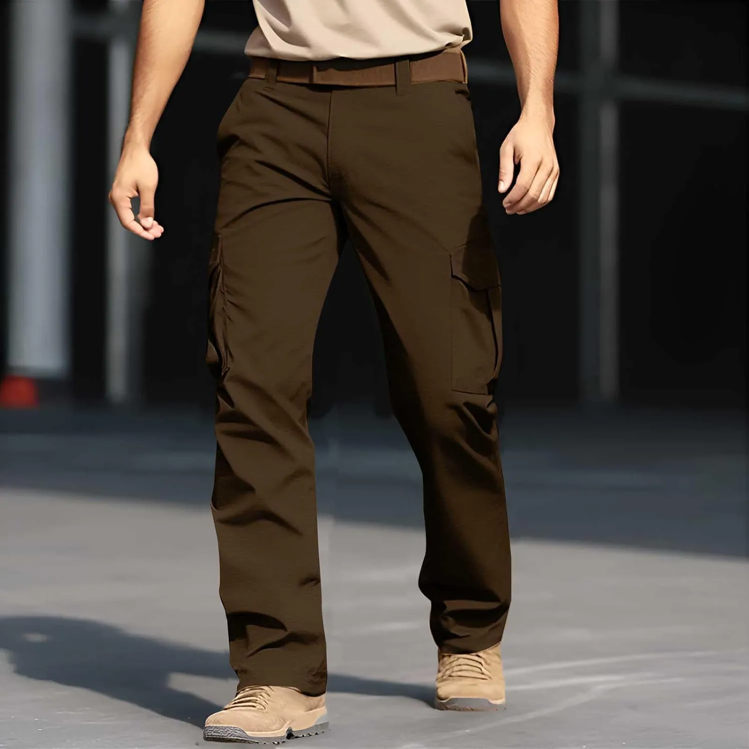 Men's Flex Ripstop Tactical Pants Water Resistant Stretch Cargo Pants Lightweight Hiking Work Trousers Multi Pockets