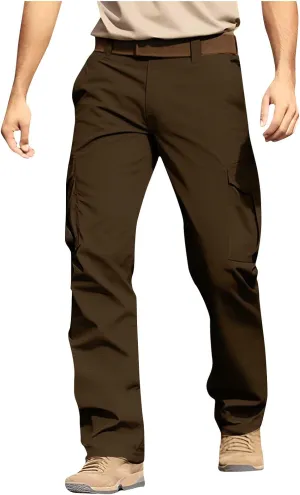 Men's Flex Ripstop Tactical Pants Water Resistant Stretch Cargo Pants Lightweight Hiking Work Trousers Multi Pockets