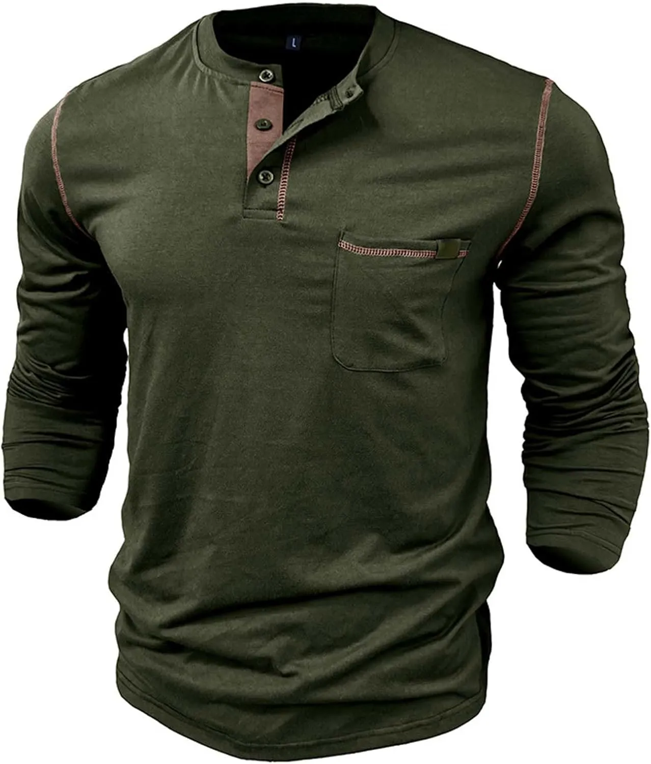 Mens Henley Shirts Long Sleeve Tactical Fleece Sweatshirt Button Pullover Sweater Casual Sweater Lightweight Pullover