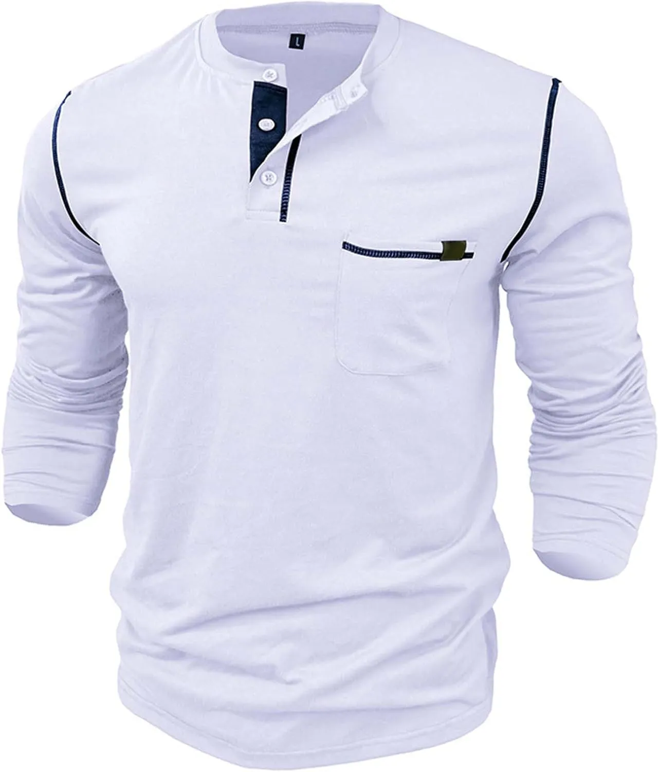Mens Henley Shirts Long Sleeve Tactical Fleece Sweatshirt Button Pullover Sweater Casual Sweater Lightweight Pullover