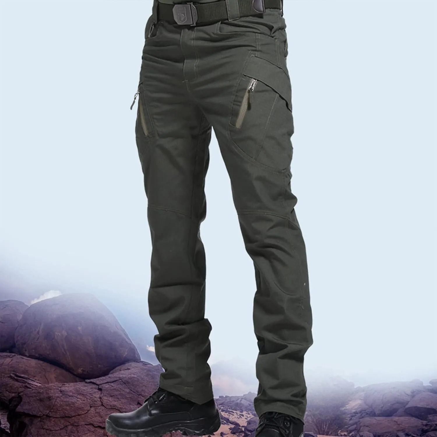 Men's Hiking Tactical Pants Outdoor Casual Waterproof Cargo Pants with Multi Pockets Sport Baggy Combat Work Pants