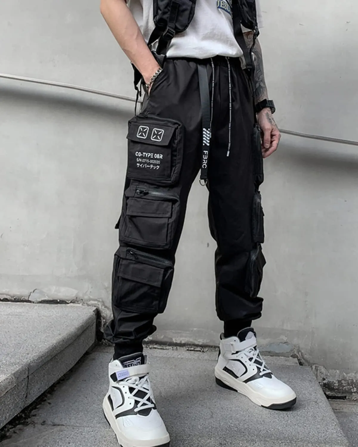 Men's Joggers Punk Cargo Baggy Techwear Hip Hop Harem Streetwear Tactical Track Pants