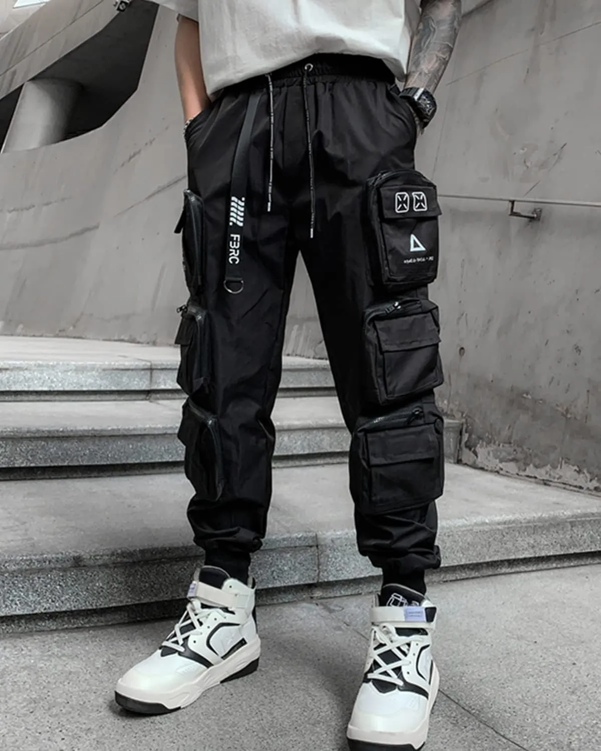 Men's Joggers Punk Cargo Baggy Techwear Hip Hop Harem Streetwear Tactical Track Pants