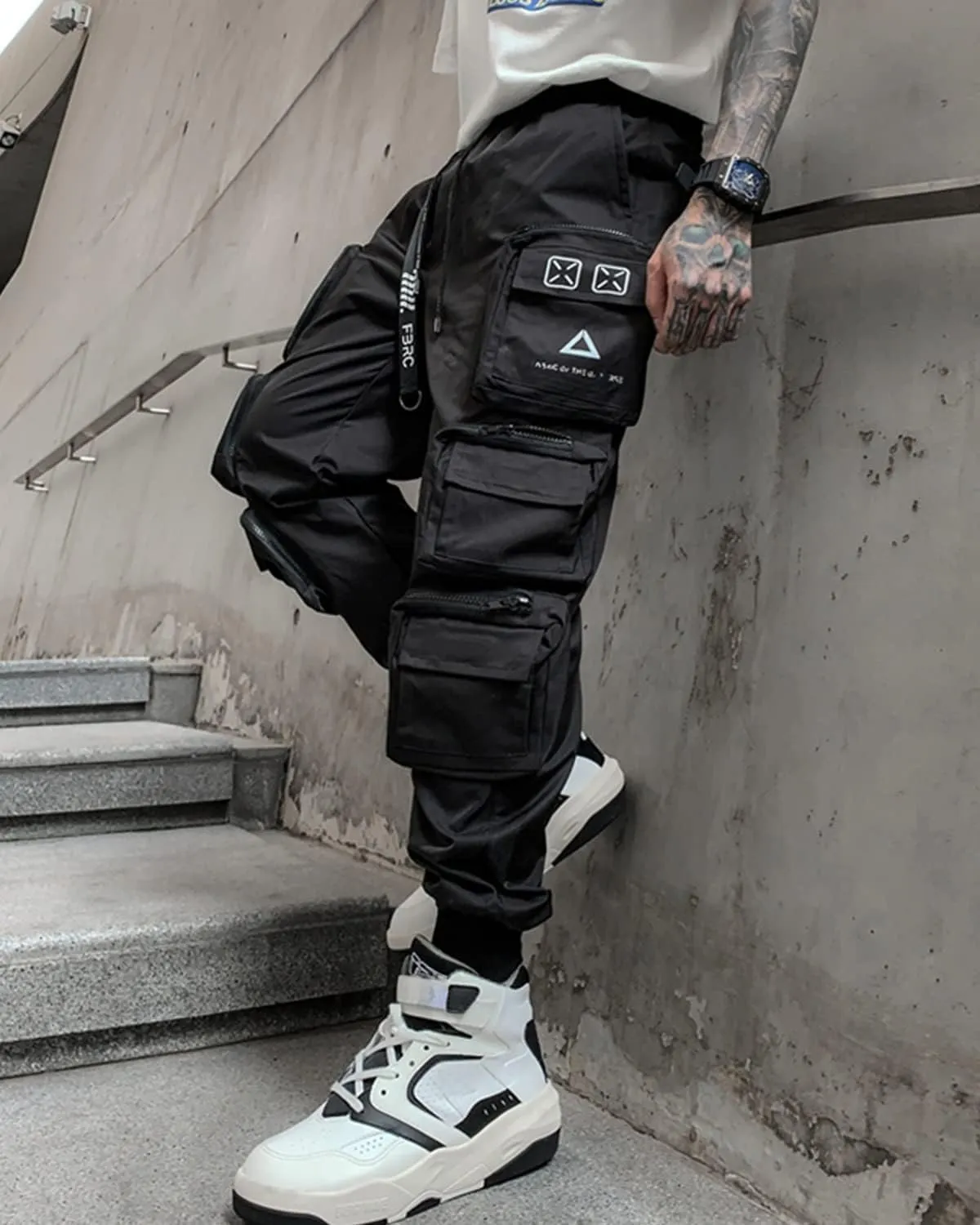 Men's Joggers Punk Cargo Baggy Techwear Hip Hop Harem Streetwear Tactical Track Pants