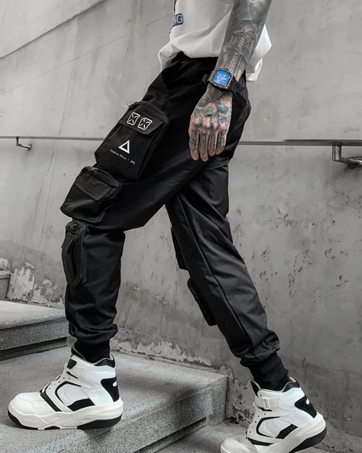 Men's Joggers Punk Cargo Baggy Techwear Hip Hop Harem Streetwear Tactical Track Pants