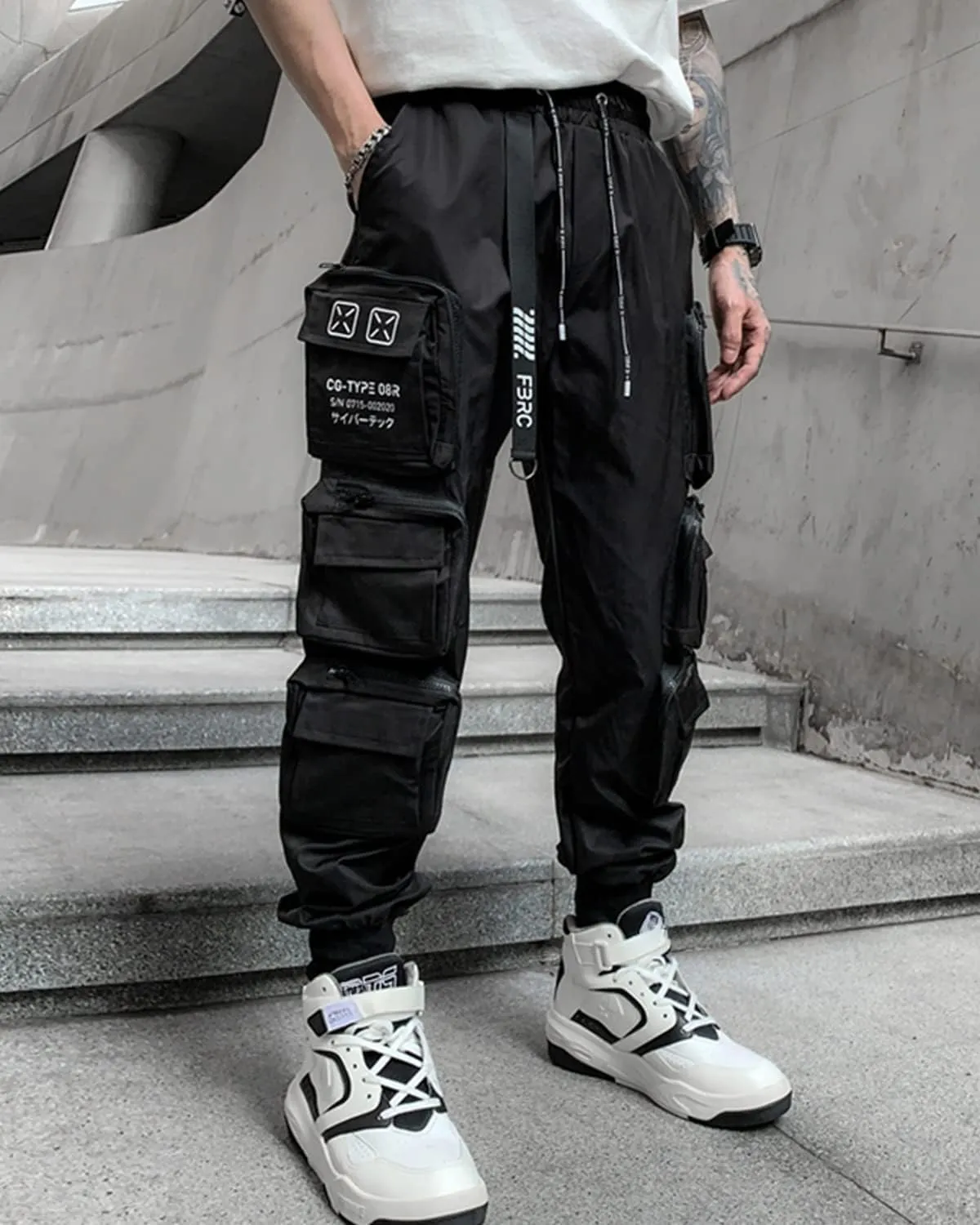 Men's Joggers Punk Cargo Baggy Techwear Hip Hop Harem Streetwear Tactical Track Pants