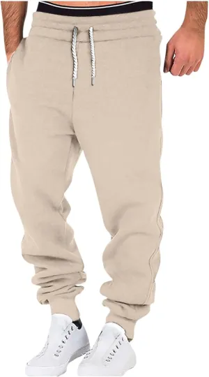 Mens Joggers with Pockets Baggy Drawstring Waist Fleece Lined Sweatpants Plus Size Casual Comfy Athletic Pants