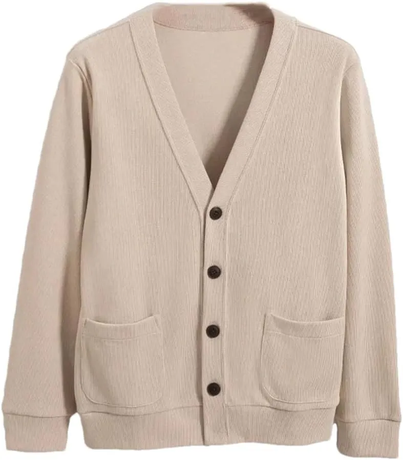 Men's Knitted Cardigan Sweater Casual V-Neck Cardigans Long Sleeve Button Down Sweaters
