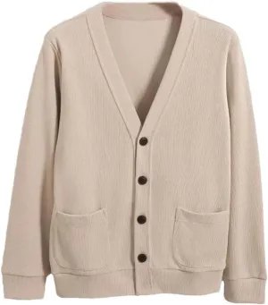 Men's Knitted Cardigan Sweater Casual V-Neck Cardigans Long Sleeve Button Down Sweaters