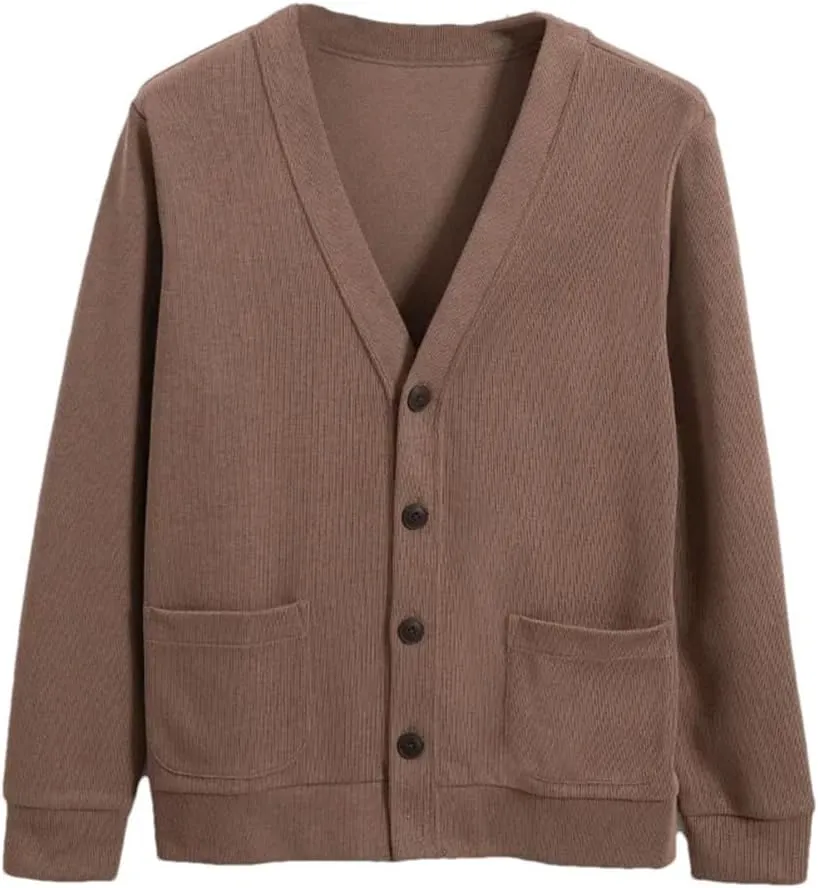 Men's Knitted Cardigan Sweater Casual V-Neck Cardigans Long Sleeve Button Down Sweaters