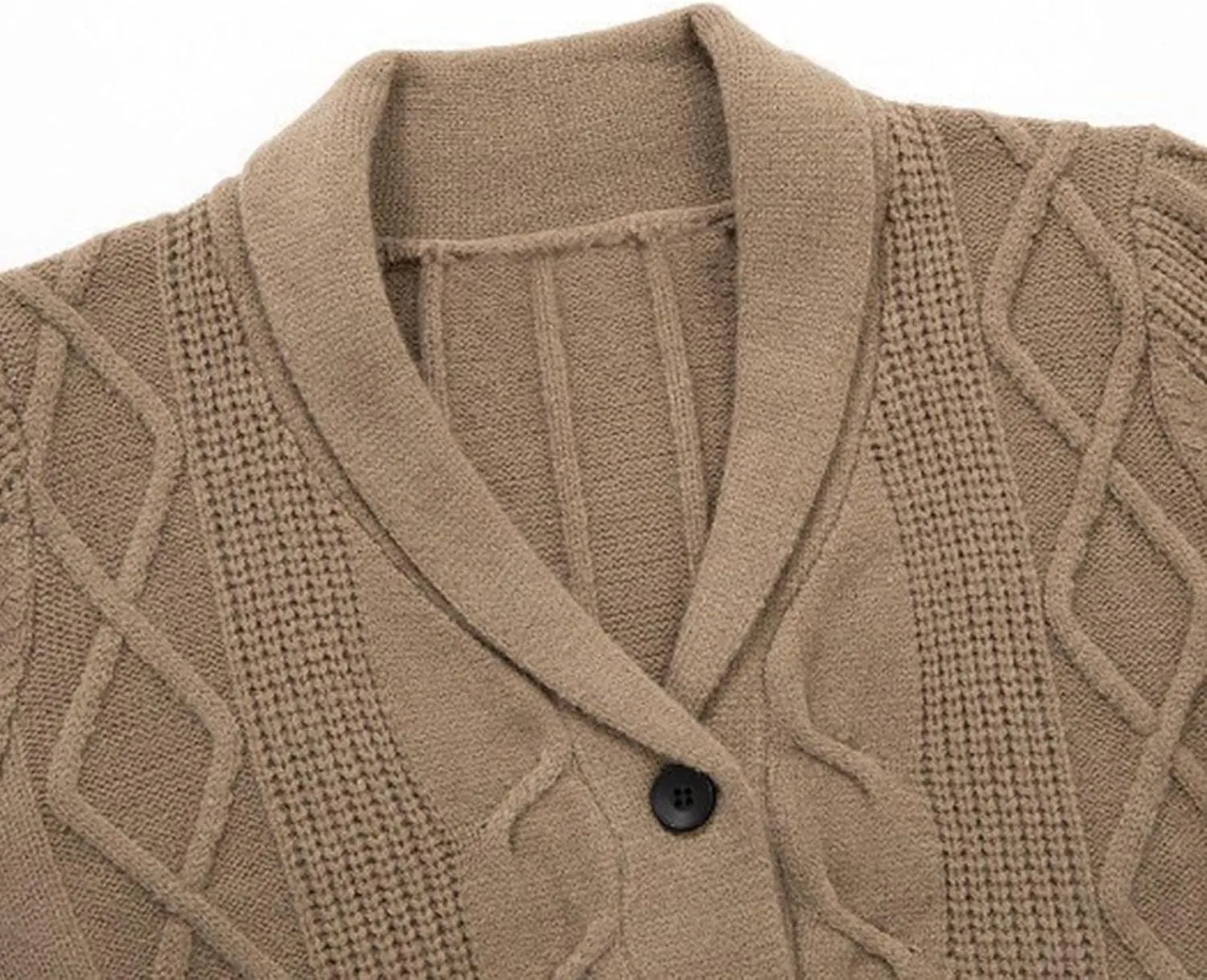 Men's Knitted Collar Button-Down Cardigan Patterned Open Front Cardigans Fashion Fall Winter Sweater