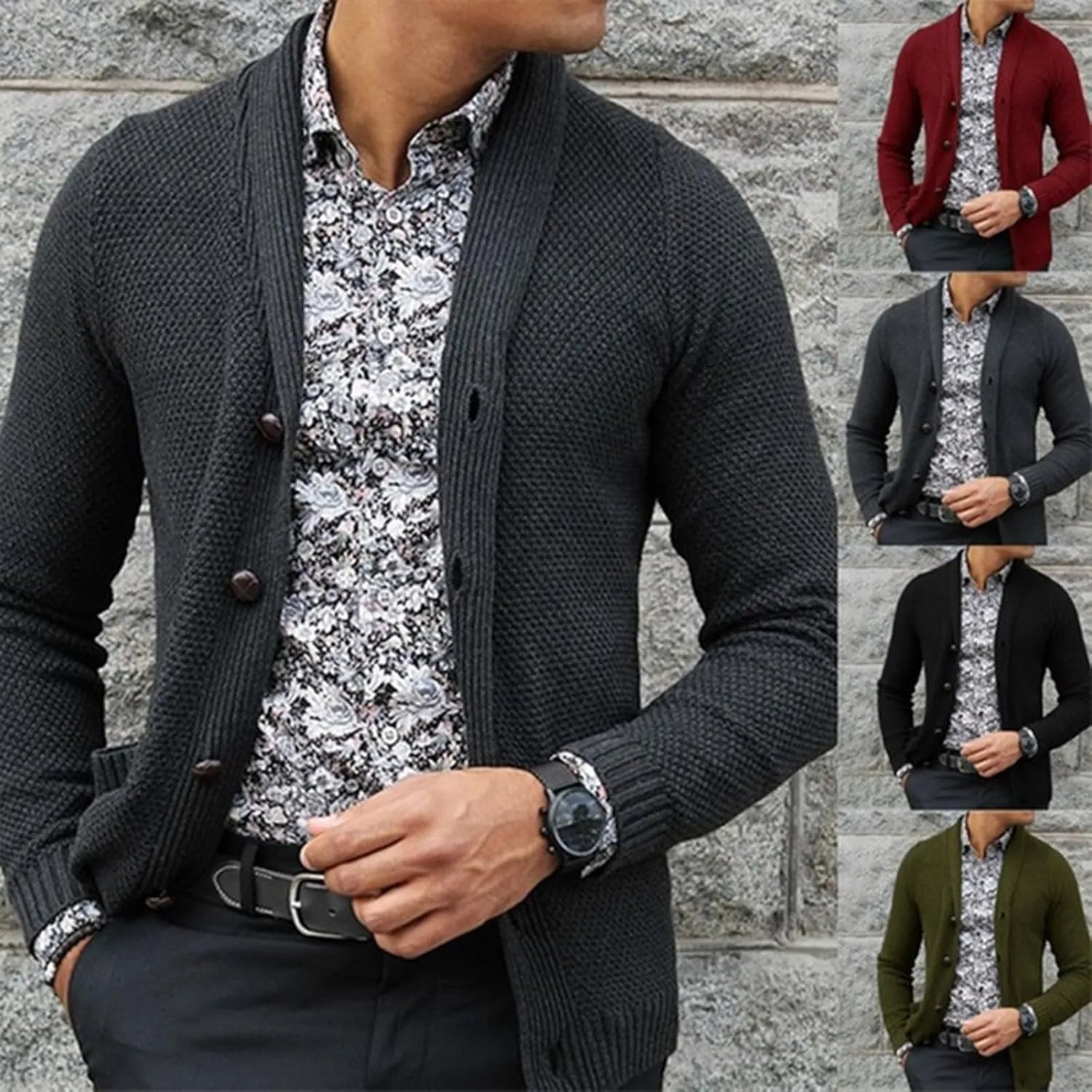 Mens Lightweight Cardigan Sweaters Long Sleeve V Neck Cardigans Slim Fit Casual Buttons Down Ribbed Knit Sweater Tops