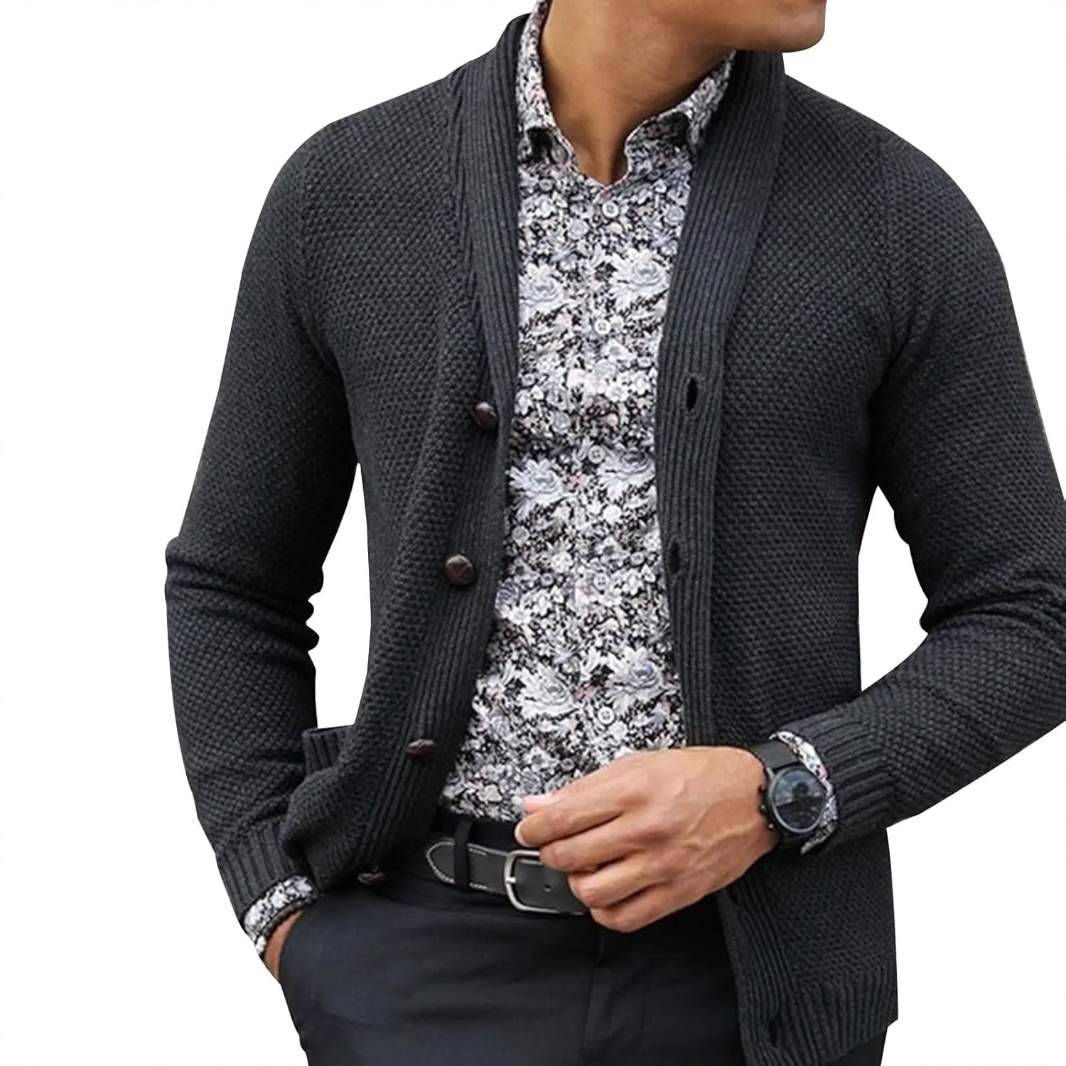 Mens Lightweight Cardigan Sweaters Long Sleeve V Neck Cardigans Slim Fit Casual Buttons Down Ribbed Knit Sweater Tops