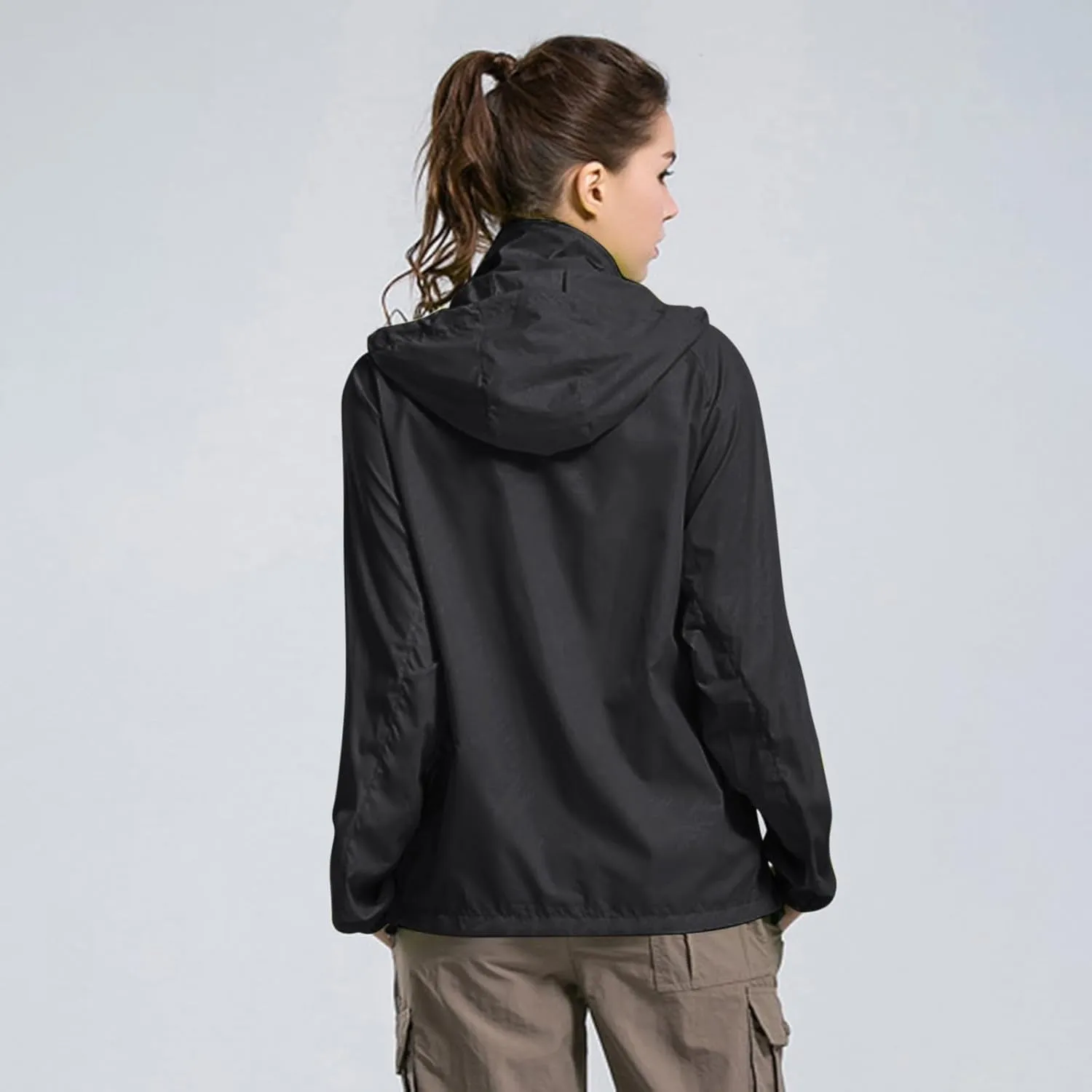 Men's Lightweight Softshell Hoodie Jacket Casual Long Sleeve Full Zip Waterproof Windbreaker Quick Drying Packable Jacket