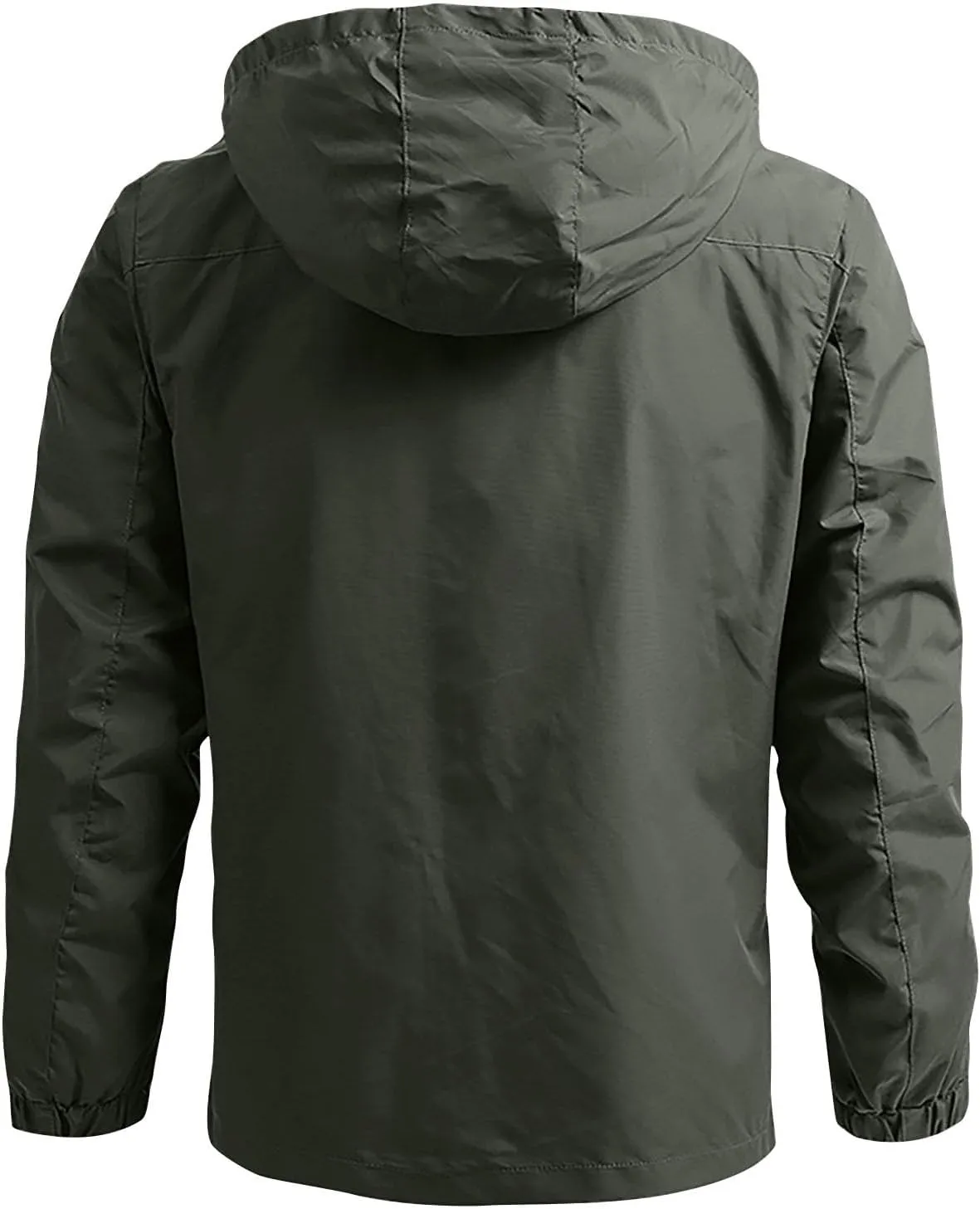 Mens Lightweight Windbreaker Waterproof Rain Jacket Full Zip Up Outdoor Light Coat with Detachable Hood