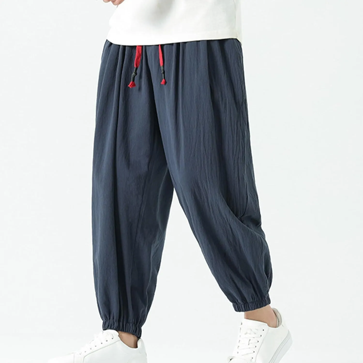 Mens Linen Pants Baggy Elastic Waist Lightweight Beach Clothes Mens Yoga Pants Dress Pants Men Mens Golf Pants Casual