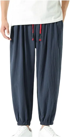 Mens Linen Pants Baggy Elastic Waist Lightweight Beach Clothes Mens Yoga Pants Dress Pants Men Mens Golf Pants Casual