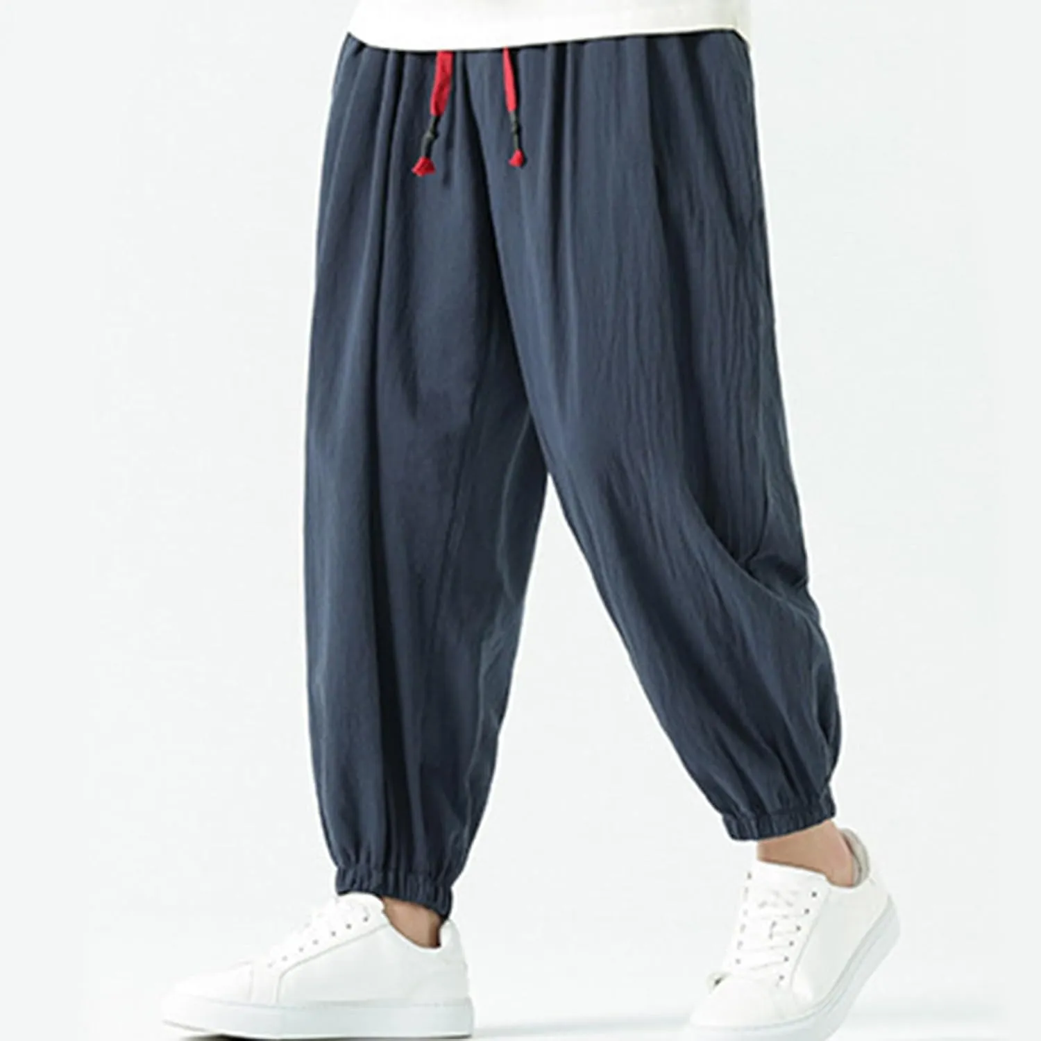Mens Linen Pants Baggy Elastic Waist Lightweight Beach Clothes Mens Yoga Pants Dress Pants Men Mens Golf Pants Casual