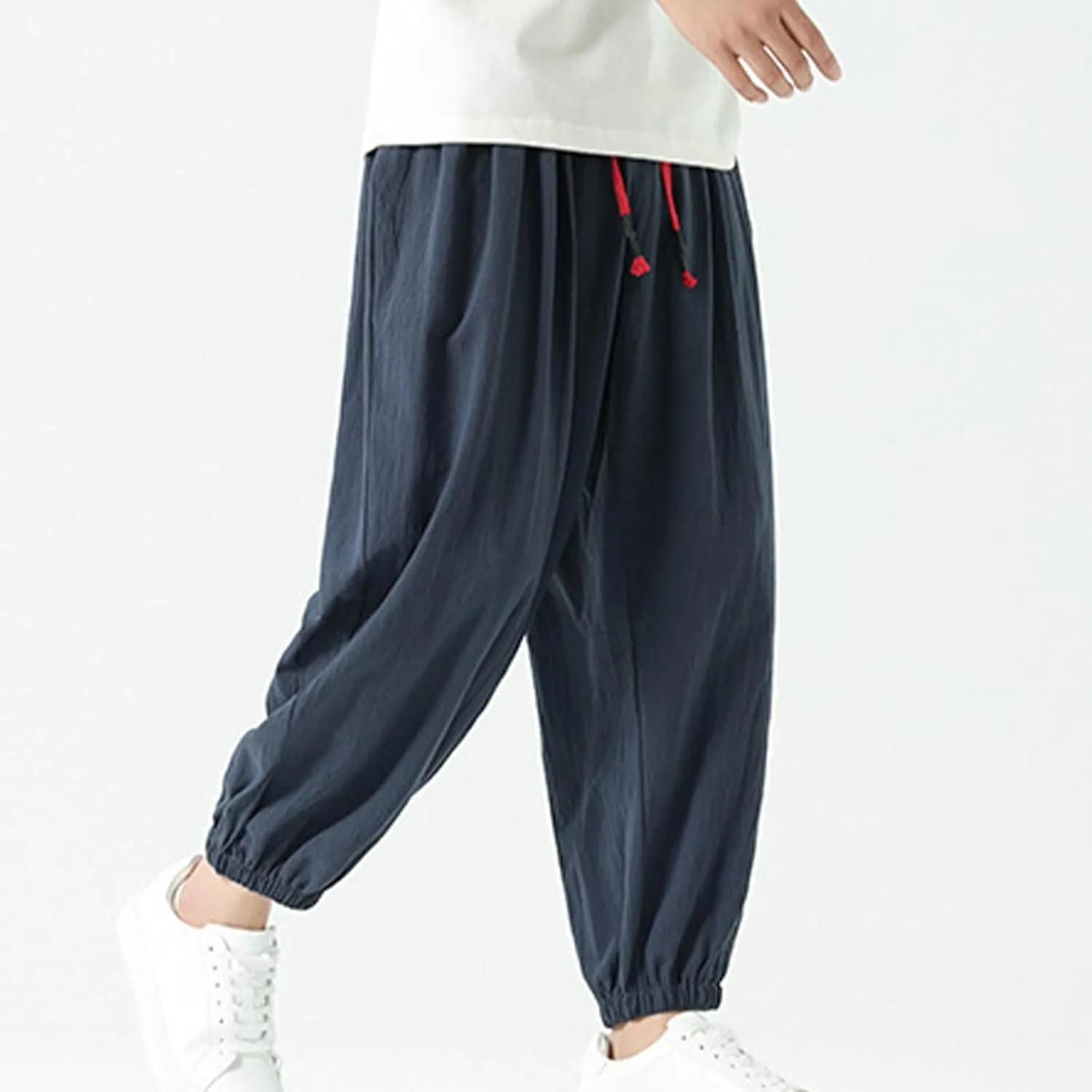 Mens Linen Pants Baggy Elastic Waist Lightweight Beach Clothes Mens Yoga Pants Dress Pants Men Mens Golf Pants Casual