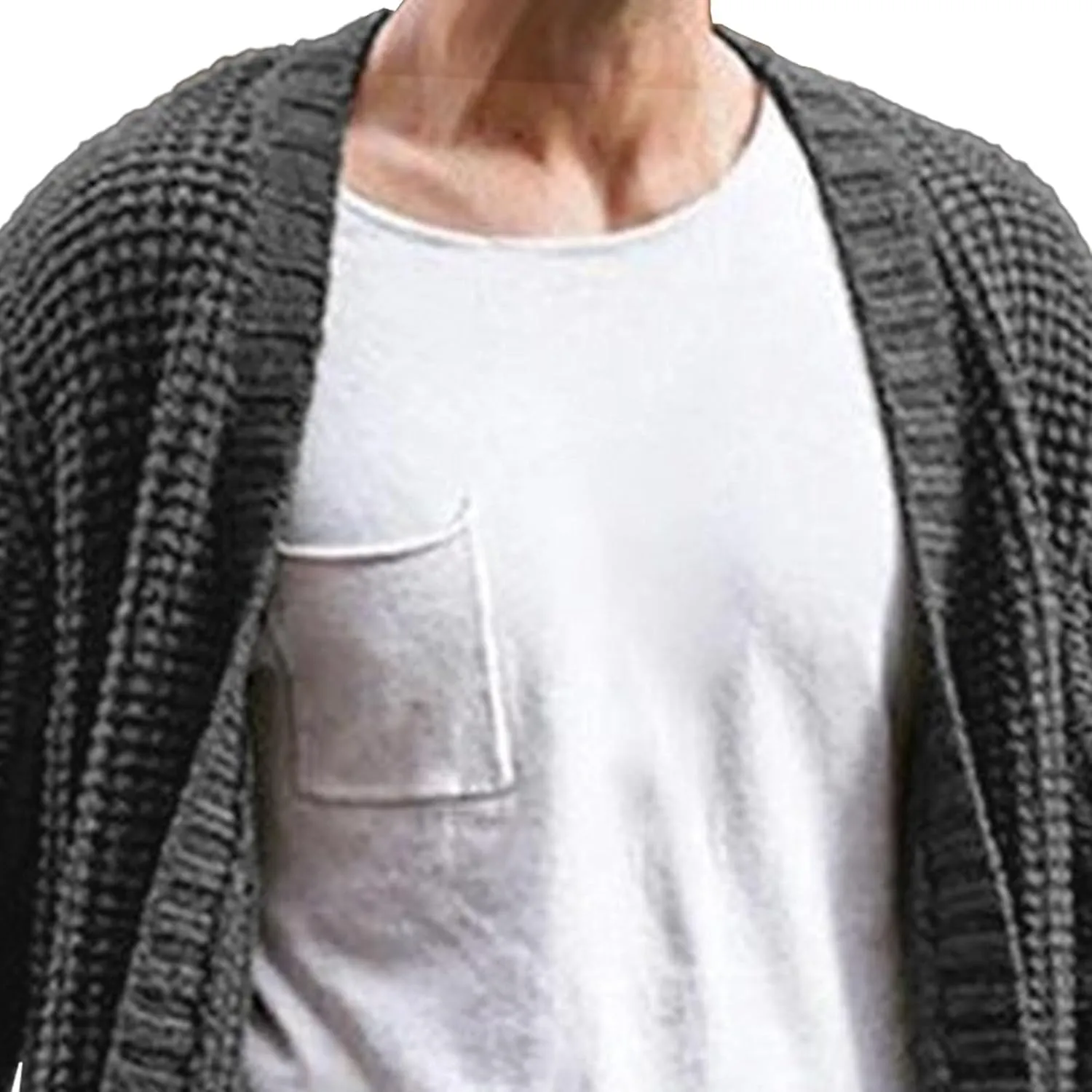 Men's Long Cardigan Sweaters Casual Cable Knit V Neck Open Front Cardigans Ribbed Long Winter Knitted Sweaters