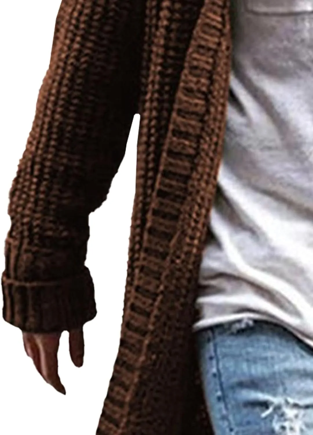 Men's Long Cardigan Sweaters Casual Cable Knit V Neck Open Front Cardigans Ribbed Long Winter Knitted Sweaters