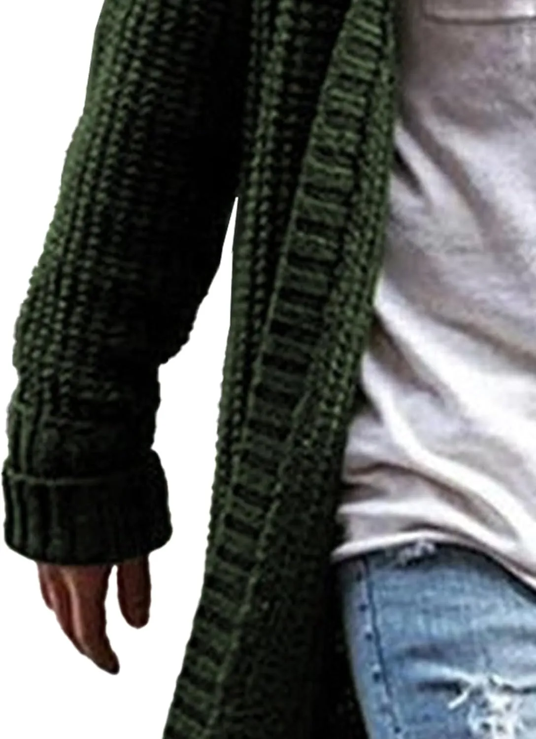 Men's Long Cardigan Sweaters Casual Cable Knit V Neck Open Front Cardigans Ribbed Long Winter Knitted Sweaters