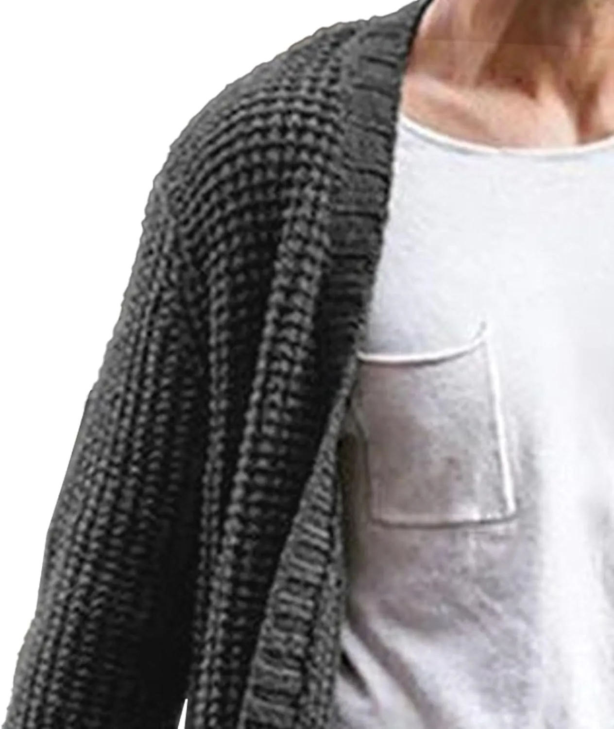 Men's Long Cardigan Sweaters Casual Cable Knit V Neck Open Front Cardigans Ribbed Long Winter Knitted Sweaters