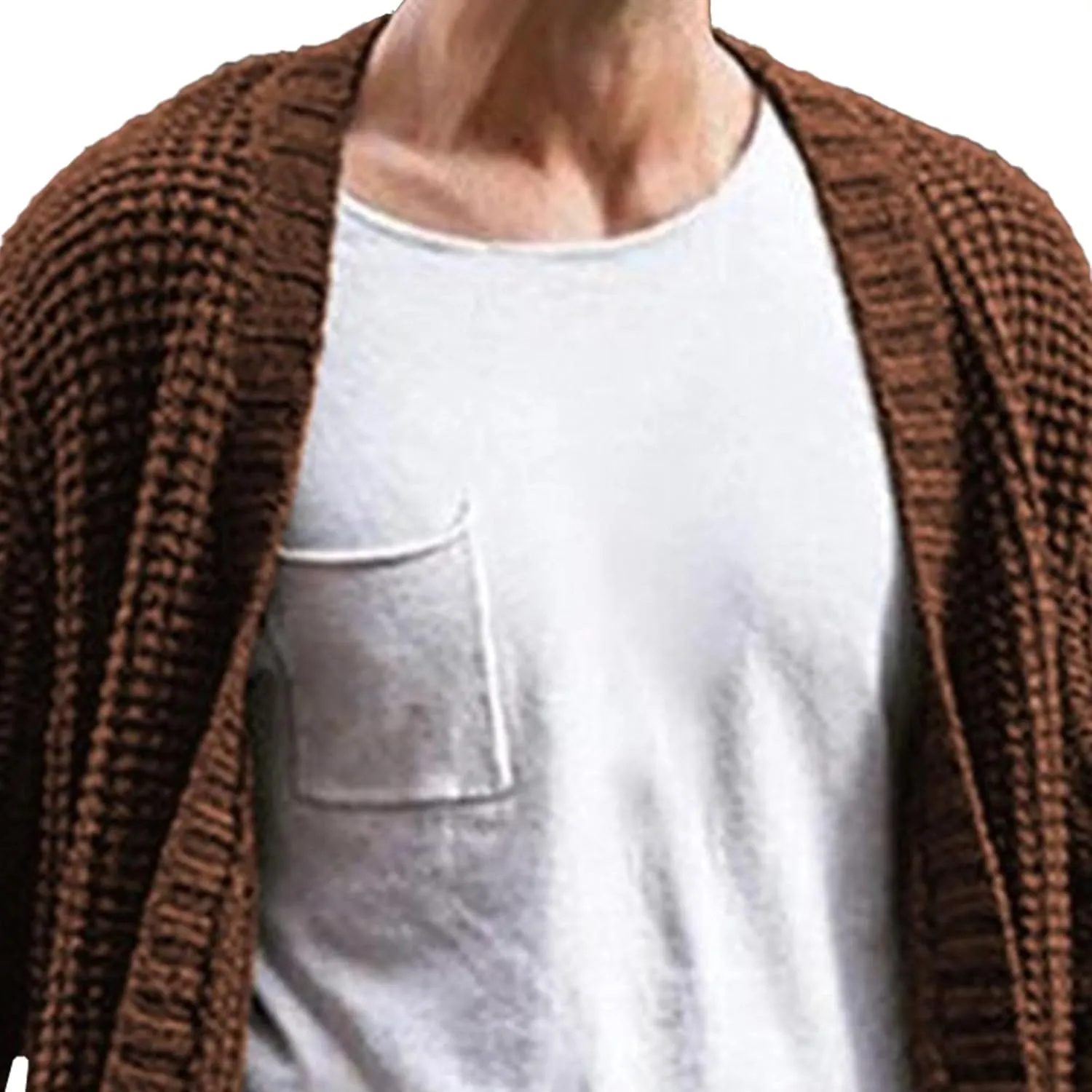 Men's Long Cardigan Sweaters Casual Cable Knit V Neck Open Front Cardigans Ribbed Long Winter Knitted Sweaters