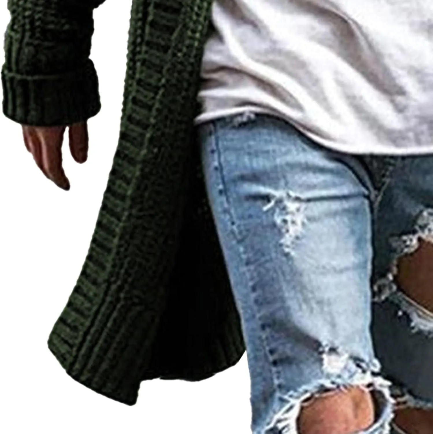 Men's Long Cardigan Sweaters Casual Cable Knit V Neck Open Front Cardigans Ribbed Long Winter Knitted Sweaters
