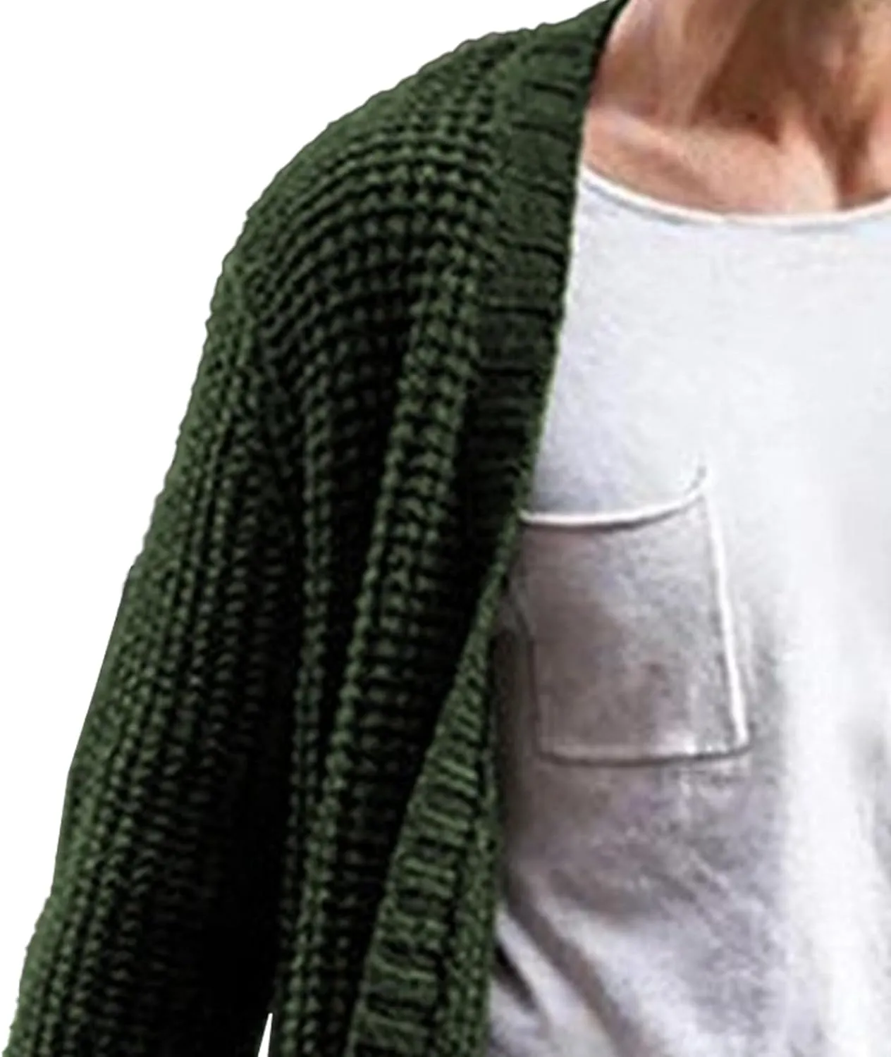Men's Long Cardigan Sweaters Casual Cable Knit V Neck Open Front Cardigans Ribbed Long Winter Knitted Sweaters