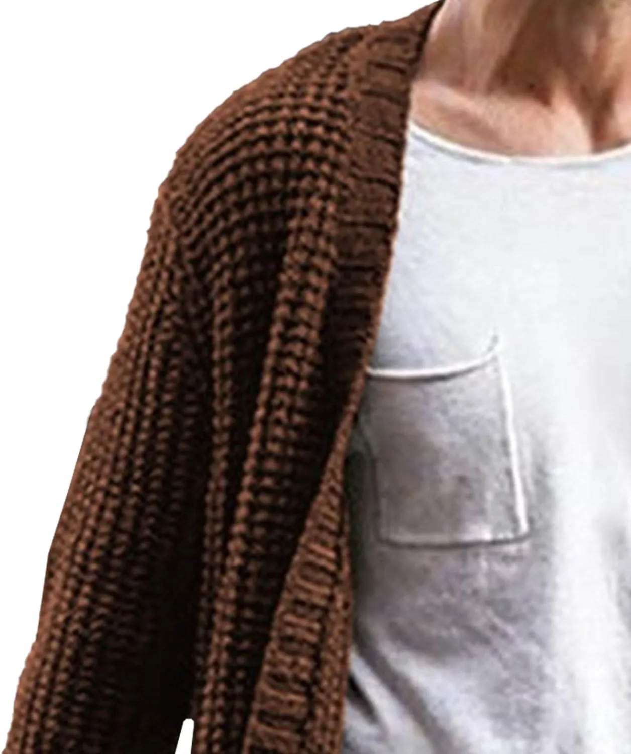 Men's Long Cardigan Sweaters Casual Cable Knit V Neck Open Front Cardigans Ribbed Long Winter Knitted Sweaters