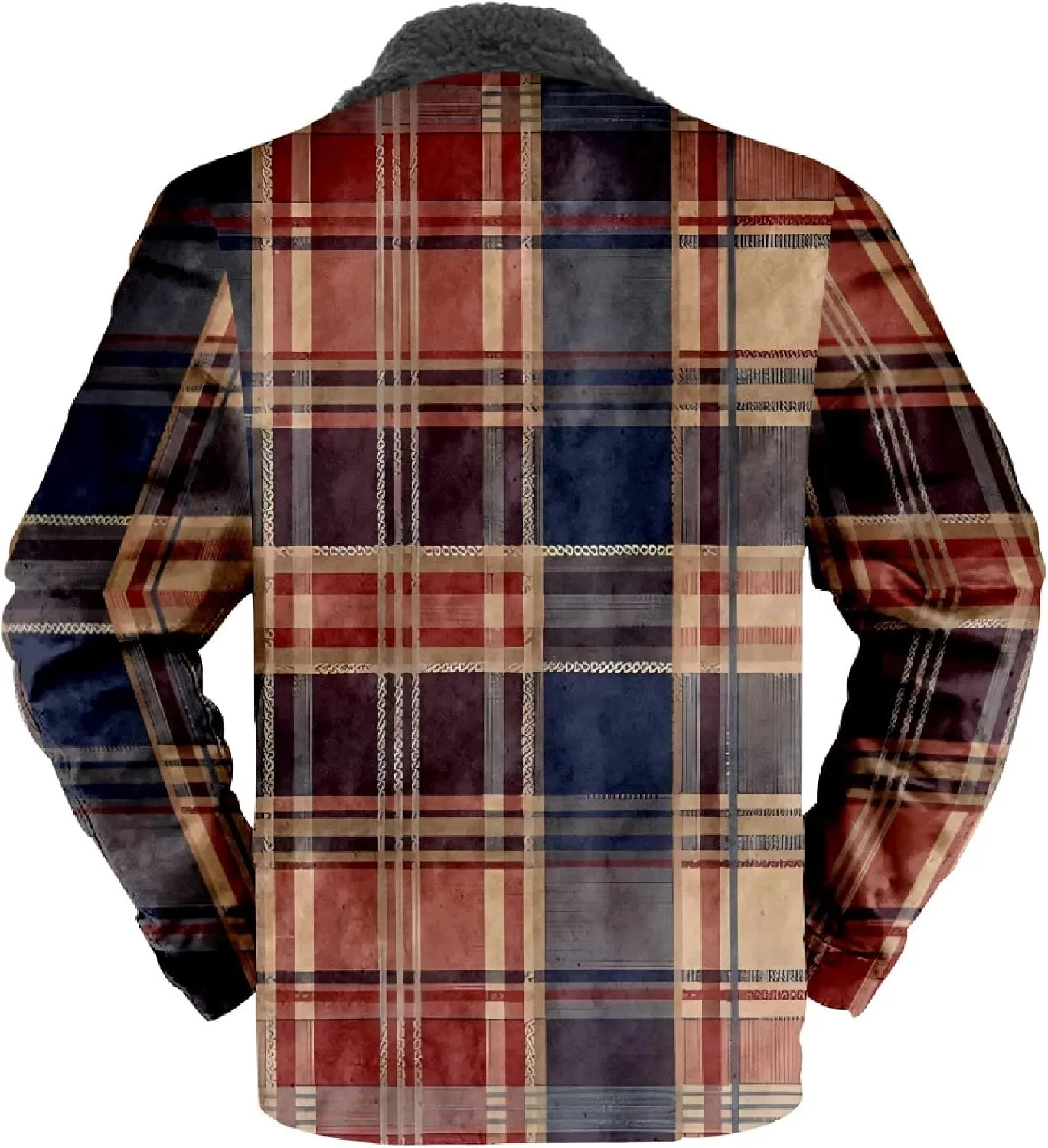 Mens Long Sleeve Sherpa Lined Plaid Flannel Shirt Jacket Hoodies Fleece Coat Fall Winter Windproof Warm Jackets