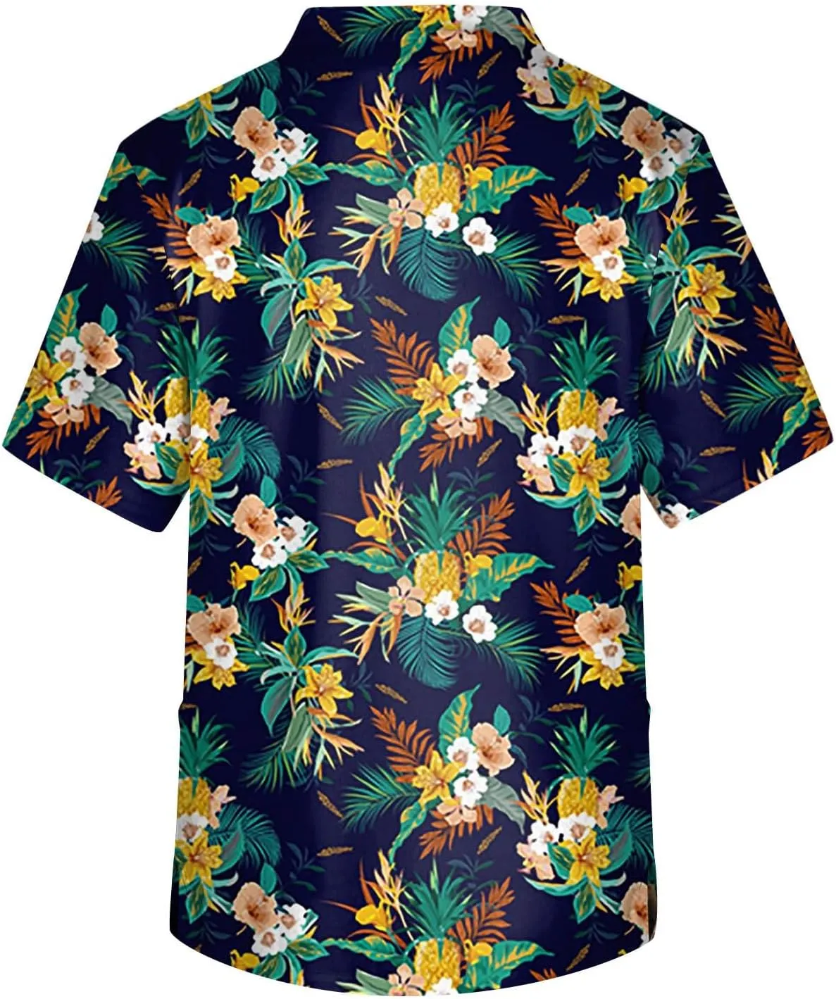 Men's Medical Scrub Top Plus Size Short Sleeve V-Ncek Hawaii Printed Working Nurse Doctor Unifroms with Pocket