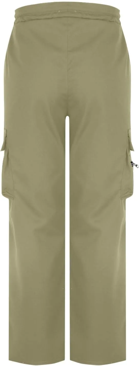 Mens Outdoor Cargo Pants Elastic High Waist Drawstring Summer Chinos Pants Straight Leg Tactical Trousers with Pocket