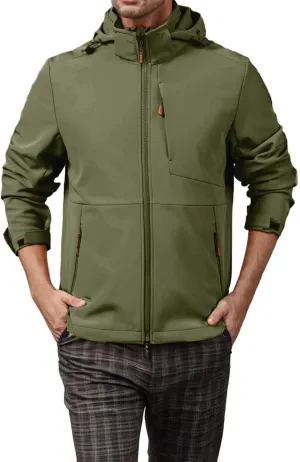 Mens Outdoor Ventures Lightweight Softshell Jackets Fleece Lined Hooded Water Resistant Winter Hiking Windbreaker Jackets