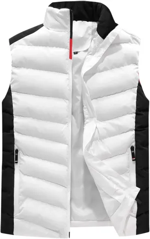 Men's Packable Stand Collar Puffer Vest Men's Running Vest Outerwear, Lightweight Windproof Sleeveless Jacket for Golf