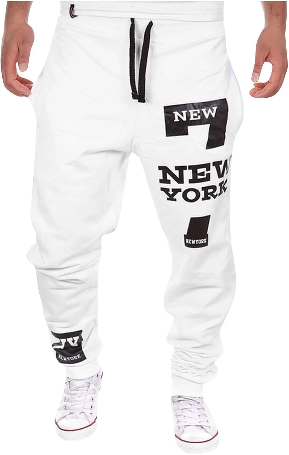 Men's Pants Trendy Casual Printed Workout Joggers with Pockets
