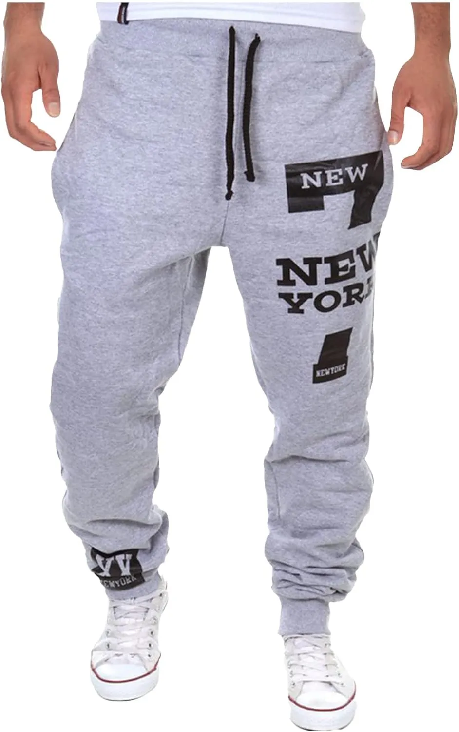 Men's Pants Trendy Casual Printed Workout Joggers with Pockets