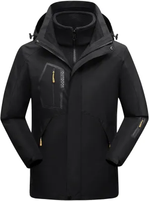 Men's Rain Jacket Water Resistant Windproof Winter Coat Warm and Thickened Softshell Jacket for Hiking Travel