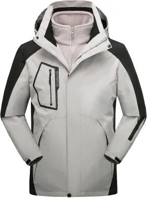 Men's Rain Jacket Water Resistant Windproof Winter Coat Warm and Thickened Softshell Jacket for Hiking Travel