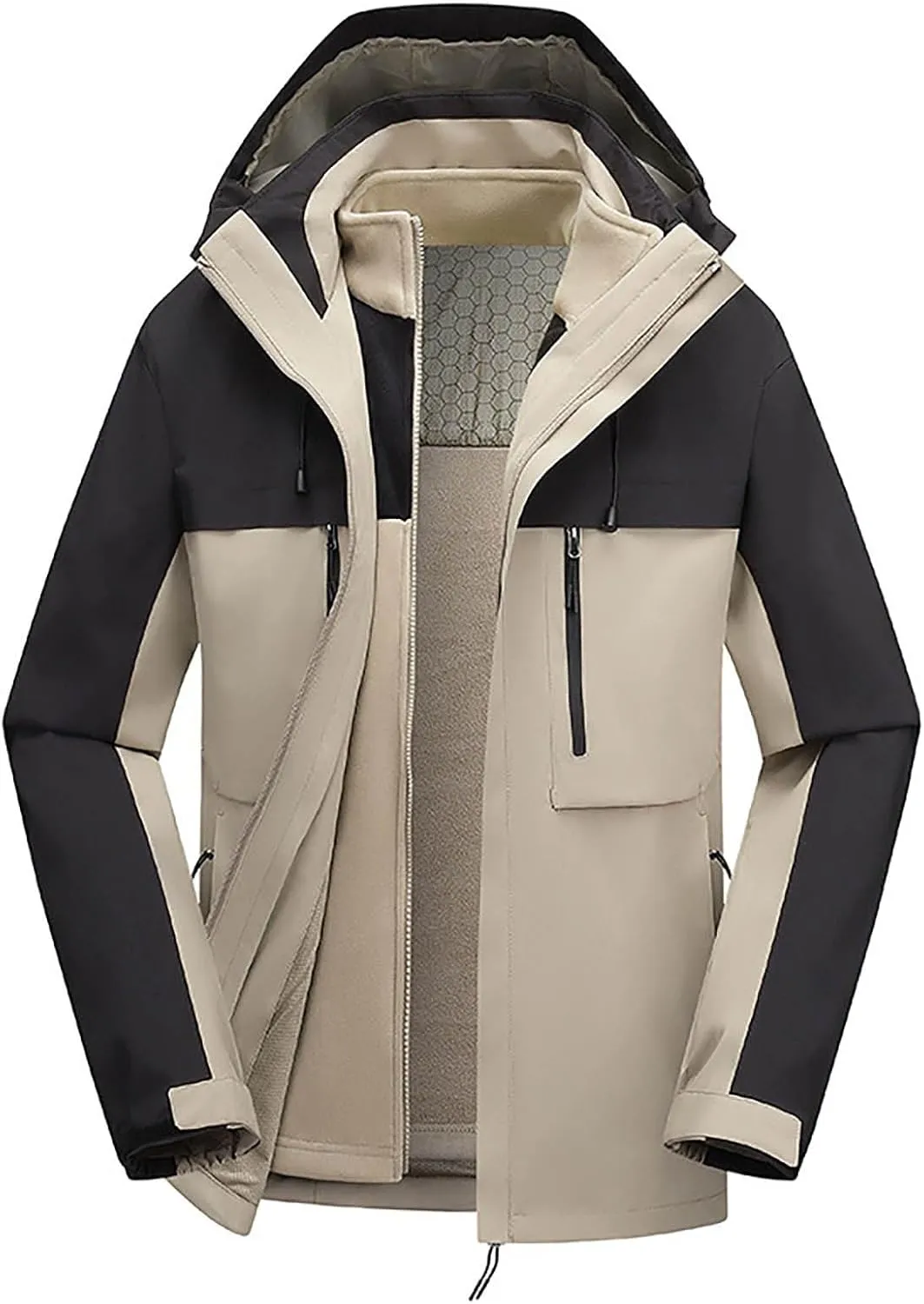 Mens Rain Jackets Lightweight Waterproof Windproof Thickened Jacket Winter 3 In 1 Hoodie Jacket Men with Hood