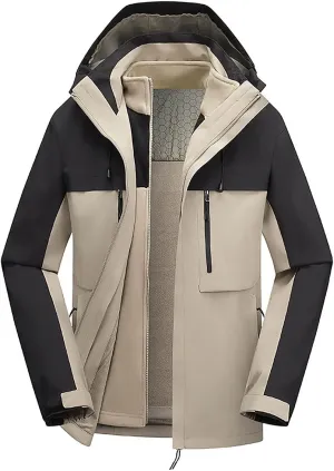 Mens Rain Jackets Lightweight Waterproof Windproof Thickened Jacket Winter 3 In 1 Hoodie Jacket Men with Hood