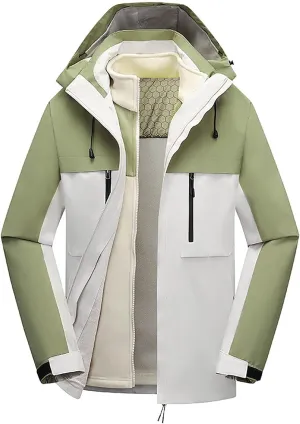 Mens Rain Jackets Lightweight Waterproof Windproof Thickened Jacket Winter 3 In 1 Hoodie Jacket Men with Hood